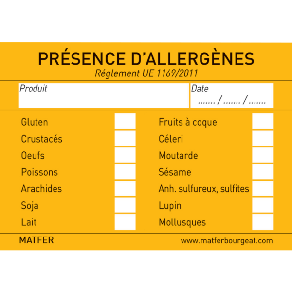 250 ETIQUETTES ALLERGENE 51X71