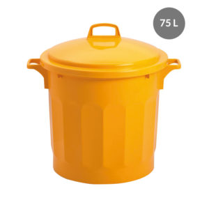 Couvercle avec poignée pour poubelle ronde tri sélectif 75 L – jaune