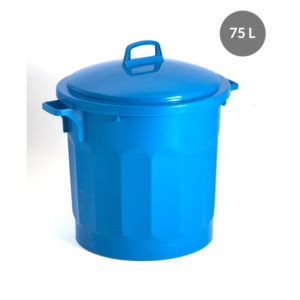 Couvercle avec poignée pour poubelle ronde tri sélectif 75 L – bleu