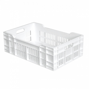 Caisse ajourée fond plein 600 x 400 x 200 mm 40 L - blanc