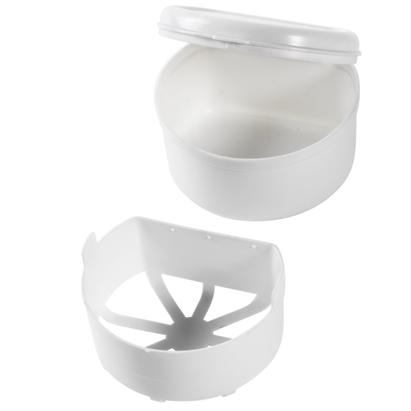 Boîte à dentier avec panier amovible - blanc – Image 3