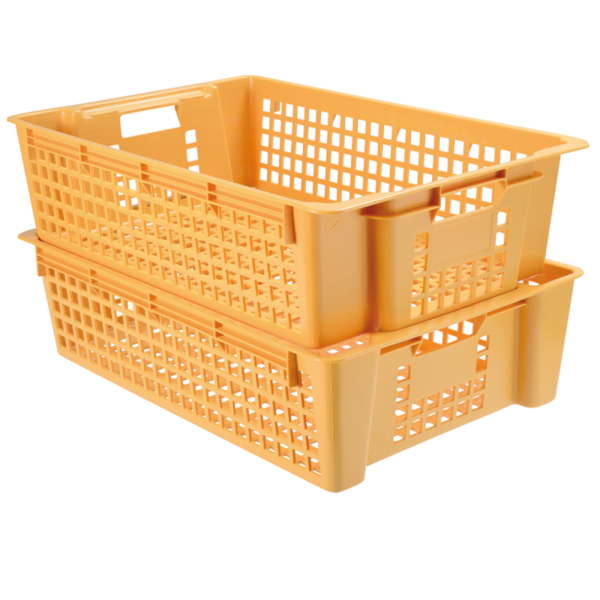 Caisse ajourée empilable emboitable 600 x 380 x 155 mm 28 L - beige – Image 2