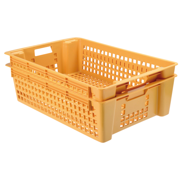 Caisse ajourée empilable emboitable 600 x 380 x 155 mm 28 L - beige – Image 3
