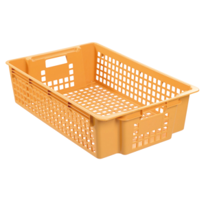 Caisse ajourée empilable emboitable 600 x 380 x 155 mm 28 L - beige