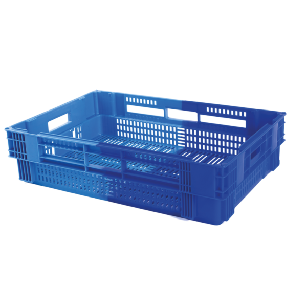 Caisse ajourée empilable emboitable 600 x 400  x 147 mm bicolore 26 L - bleu/bleu