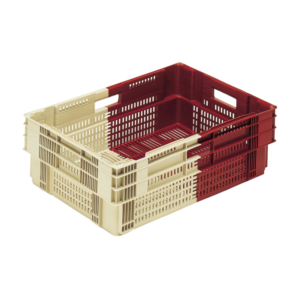Caisse ajourée empilable emboitable 600 x 400 x 191 mm bicolore 35 L - bordeaux/ivoire