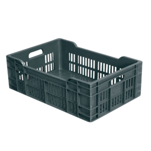 Caisse ajourée fond plein 600 x 400 x 200 mm  40 L - gris