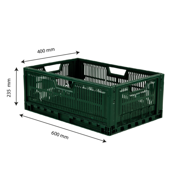 Caisse pliable empilable 600 x 400  x 235 mm 47 L - vert – Image 5