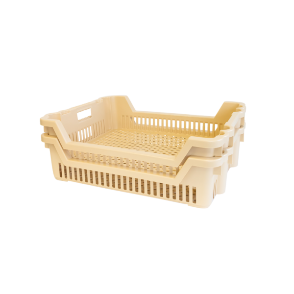 Caisse à viennoiseries ajourée empilable emboîtable 620 x 500 x 155 mm - 18 L - beige – Image 4