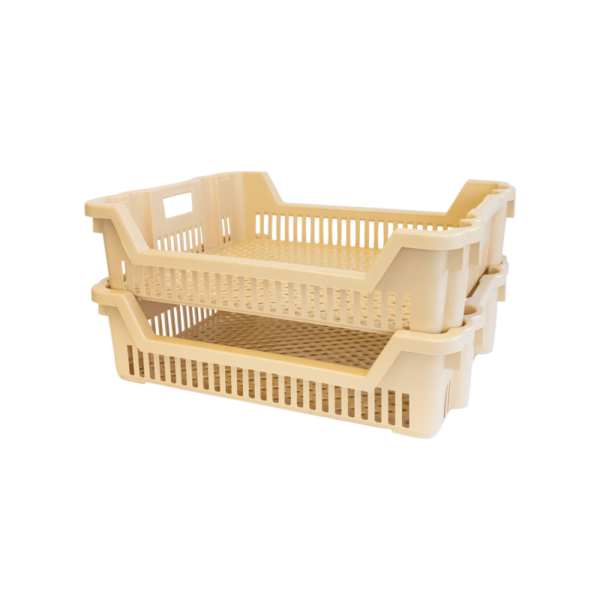 Caisse à viennoiseries ajourée empilable emboîtable 620 x 500 x 155 mm - 18 L - beige – Image 5