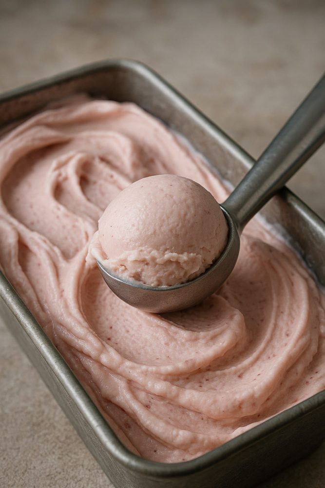 Glace artisanale faite maison en cours de fabrication, texture onctueuse