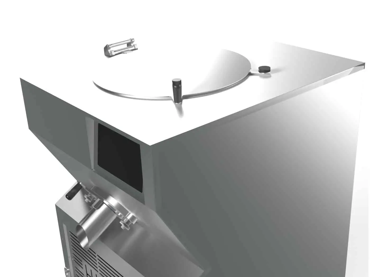 Vue du dessus d’un pastocuiseur grande cuisine de 60 litres avec cuve et système de mélange